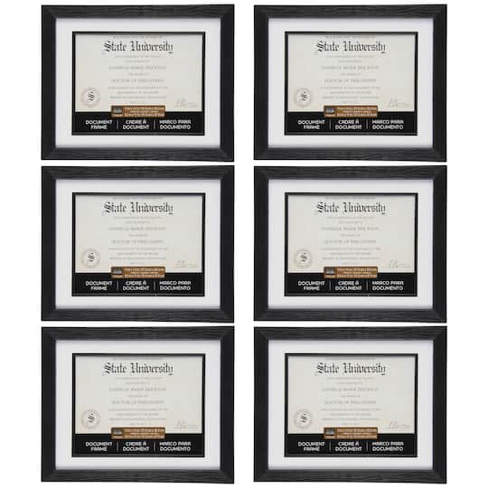 6 Pack: Black 8.5" x 11" Document Frame with Mat by Studio Décor®